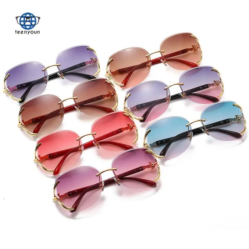 

Teenyoun Trade Eyewear New Fox Head Fashion Pop Women's Versatile Metal Rimless Cut Edge UV400 Sunglasses Sun Glasses