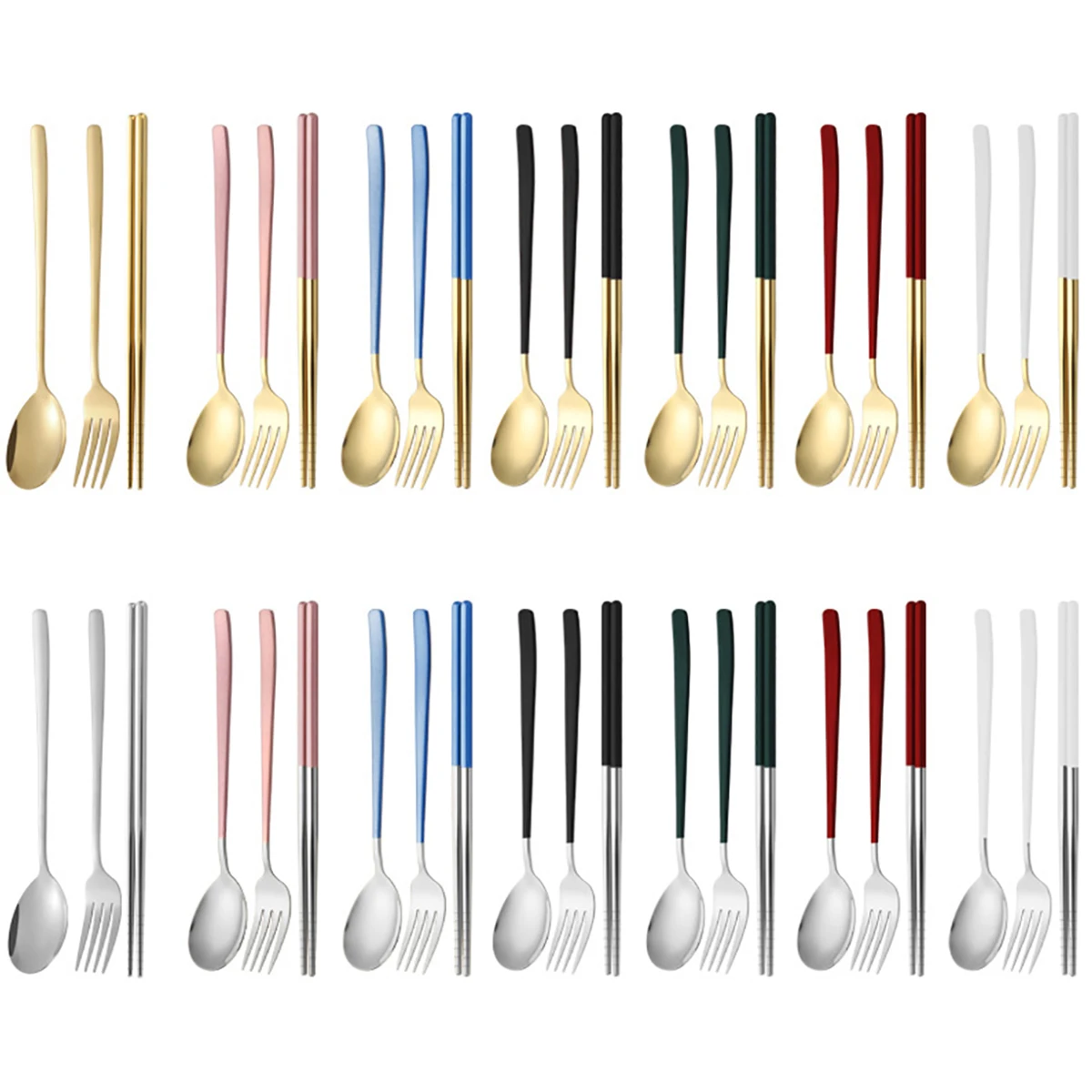 3 шт. золотой корейский набор столовой посуды палочки для еды вилка ложка