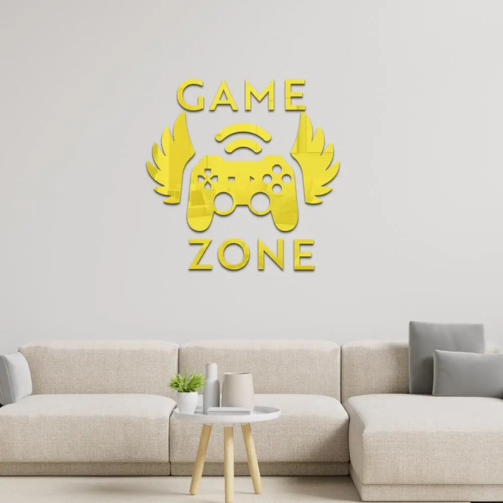 

Creative Wall Decal Colorfast Long-lasting High Gloss Gamepad Mirror Sticker Bright Luster Wall Sticker Living Room Supply