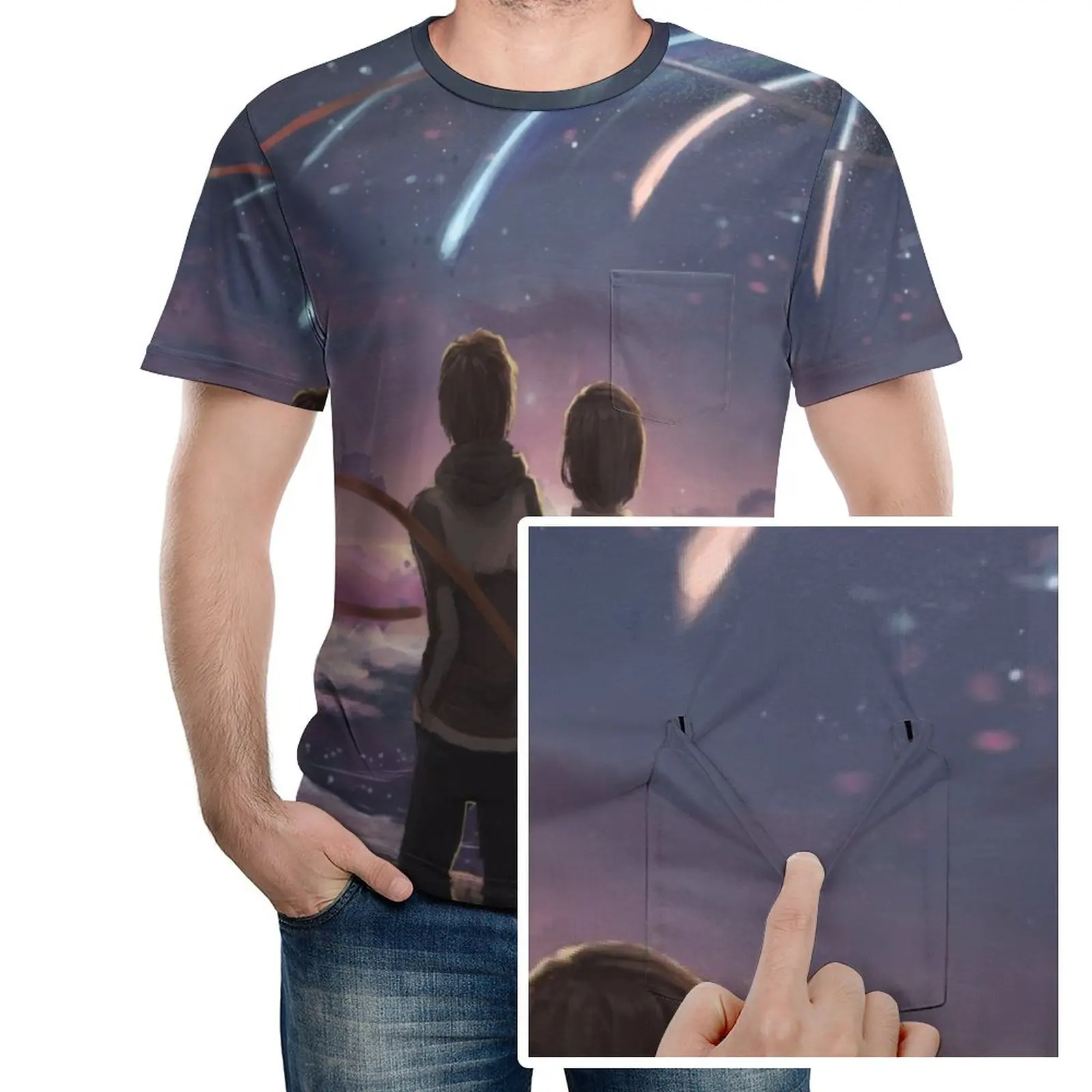 

Anime Your Name Men's New Summer 3D Pink Tulip Flower T-shirt Casual 3D Printing T-shirt