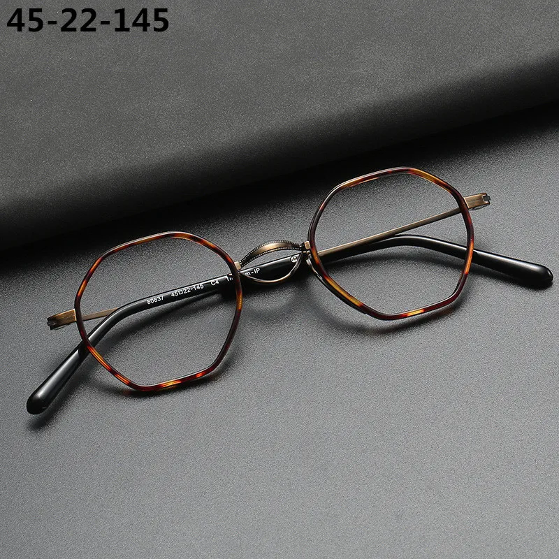 Japanese Handmade Polygon Pure Titanium Glasses Frame Men Women Square Prescription Eyeglasses Ultralight Optical Eyewear Gafas