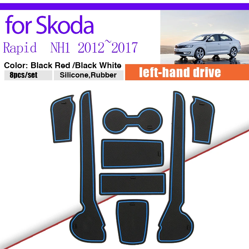 

Пылезащитная накладка на дверь для Skoda Rapid NH1 2012 ~ 2017 2013 2014 2015 2016 , резиновый коврик, подстаканник, слот для ворот, автомобильная наклейка, аксес...