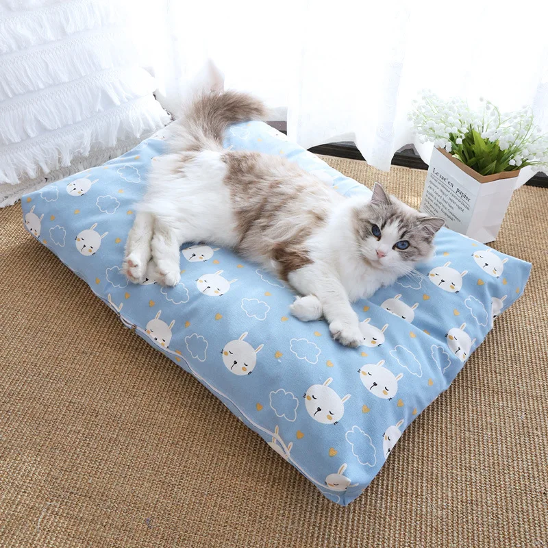 

Коврик для собак, мягкий матрас для сна, льняная кровать, съемный чехол для средних и маленьких собак, щенков, кошек, кровать, удобный коврик ...