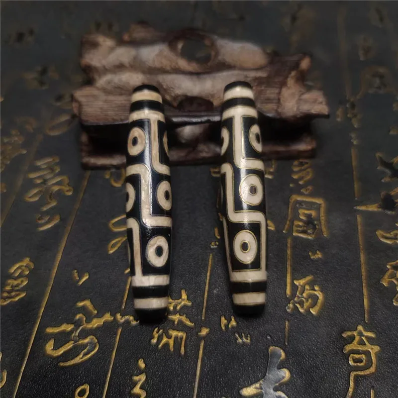 Лидер продаж, 77*15 мм, натуральный агат, древняя композиция из серебра пробы и меди, 9 глаз, тибетский Dzi, мощный коллекционный амулет