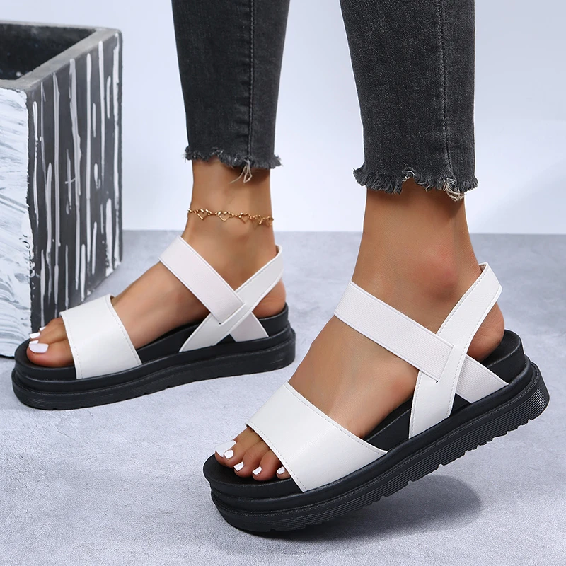 

Summer Comfort Shoes for Women Platform Heeled Sandals Large Size Wedge Buckle New Black Multicolored Girls Sandals