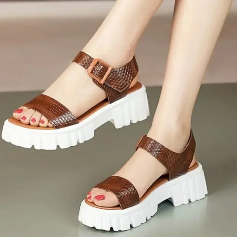 Сандалии женские на толстой подошве повседневные Босоножки с открытым носом