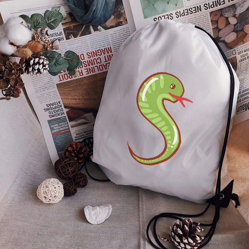 

Draw String Bags Kawaii Alphabet Print Girls Portable Sport Bags White Customize Drawstring Bag Childrens School Backpack