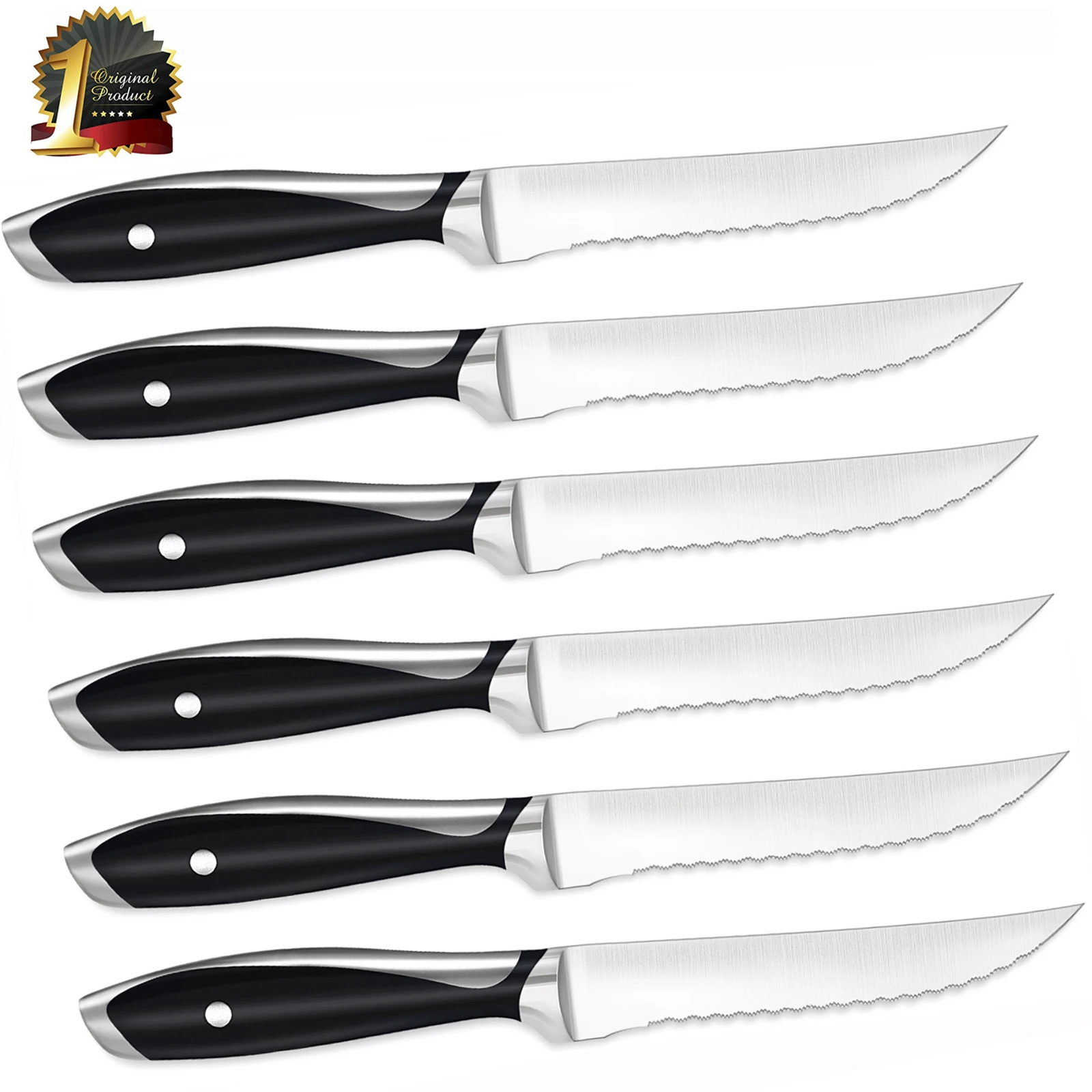 

6pcs/Set Kitchen Knives Steak Cutting Tool Set Heavy Duty Stainless Steel Fine Edge Steak Cutters Kitchen Tool Accessories