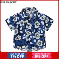 mudkingdom summer boys tropical shirt button down holiday beach shirts for kids clothes floral leaves fruits print boy tops