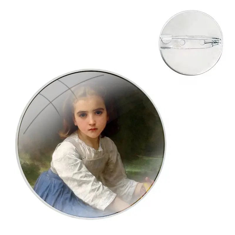 Винтажные броши для девочек в стиле ретро с масляными картинами значки