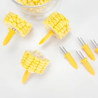 10pcs pack stainless steel small corn needle barbecue fork kitchen gadget corn plug fruit fork portable barbecue tool