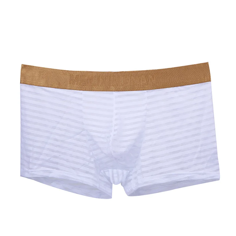 

Men's underwear striped mesh transparent Phnom Penh men's boxer pants mens ice silk seamless underwear