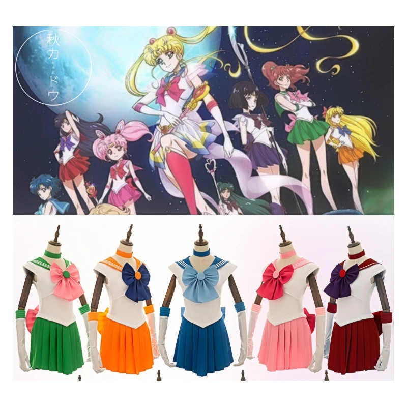 

Anime Sailor Moon Costume Cosplay Tsukino Usagi Dress Halloween Costumes Girl Clothing Party Custom Sizes Adults Kids