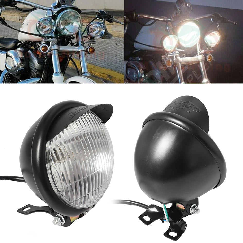 

Мотоциклетная головка 5,5 дюйма, фотолампа для Harley Bobber Chopper, мягкий хвост, хромированная прозрачная передняя фотолампа для мотоцикла, аксессу...