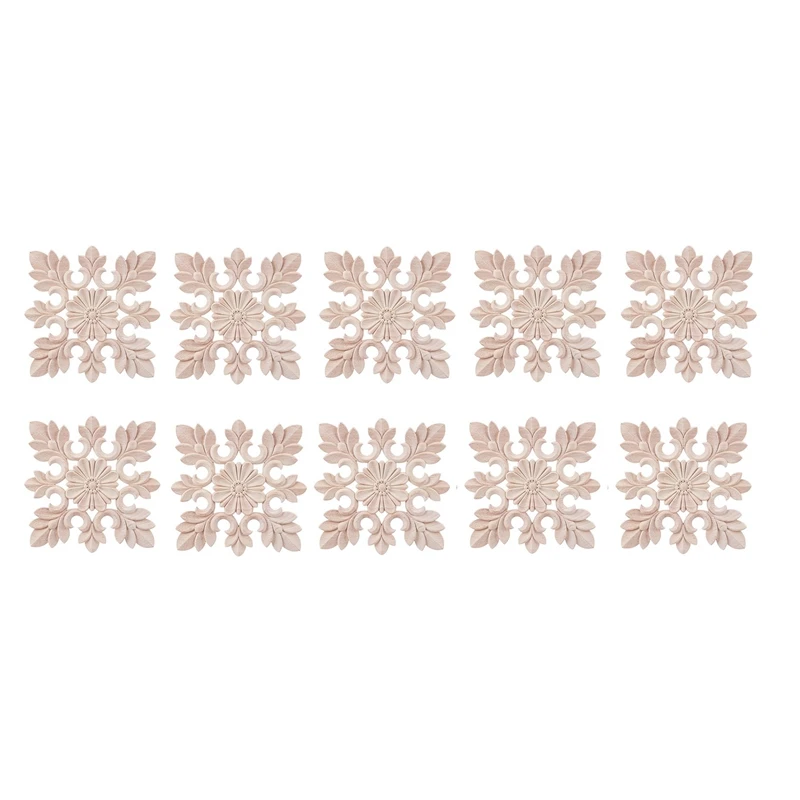 

10X Rubber Wood Carved Floral Decal Craft Onlay Applique Furniture DIY Decor C:20X20cm