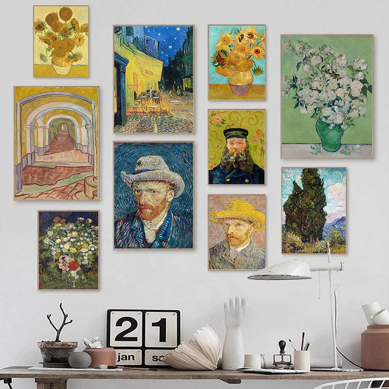 

Famous Van Gogh Artist Poster Starry Sky Oil Painting Printing Sunflower HD Printing Canvas Pictures Bedroom Home Decor Wall Art