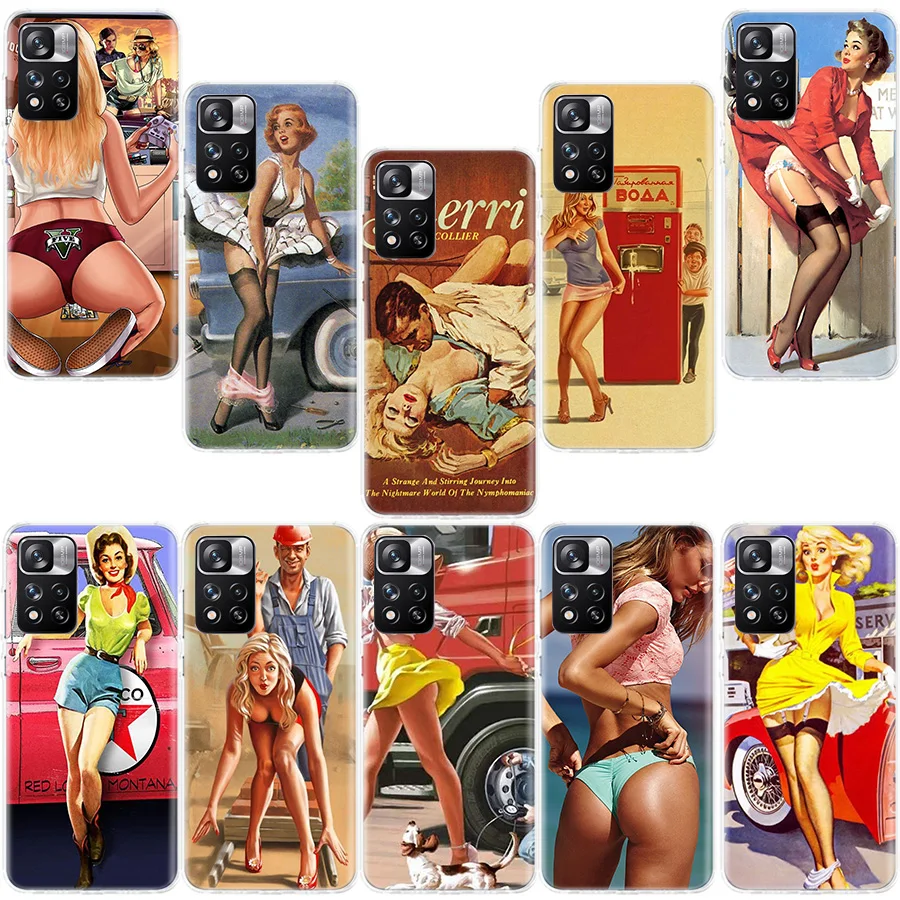 

WW2 Sexy Pin up Girl Vintege Phone Case For Xiaomi Mi 11T 11 Ultra 11i 12 Pro 12X 10T 10 Lite 5G 9 9T 8 5X 6X Cover Soft TPU Fun
