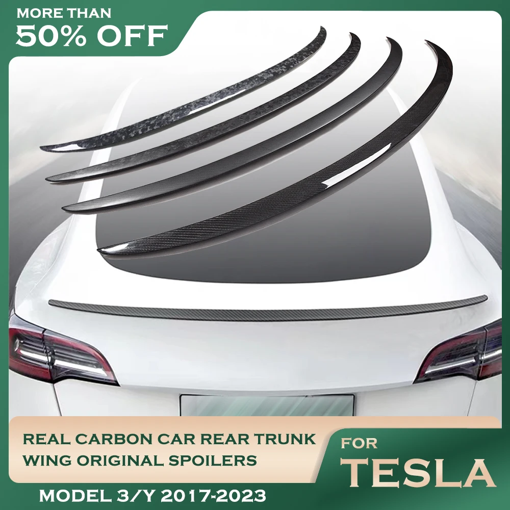 

Model 3 2022 New Car Trunk Wing Original Spoilers For Tesla Model Y Spoiler 2021 Real Carbon Fiber Auto Accessories