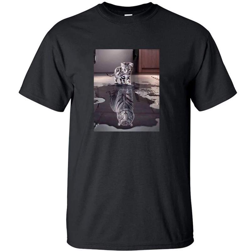 

Cat Tiger Two Worlds Graphic T Shirts Tshirt T-shirts Oversized T Shirt Men Tee Clothing Streetwear Tshirts Cotton Summer Tops
