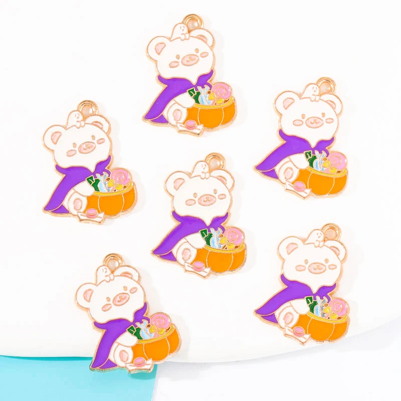 

10 шт. 19*25 мм свинья Тыква Хэллоуин праздничный подарок ювелирные изделия аксессуары DIY Ожерелье Браслеты мобильный телефон цепные серьги ку...