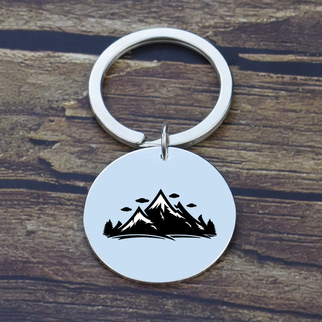 

Engraved Metal Keychain with Father's Love Like A Mountain Pattern Pendant Stainless Steel Keyring Practical Father's Day Gift