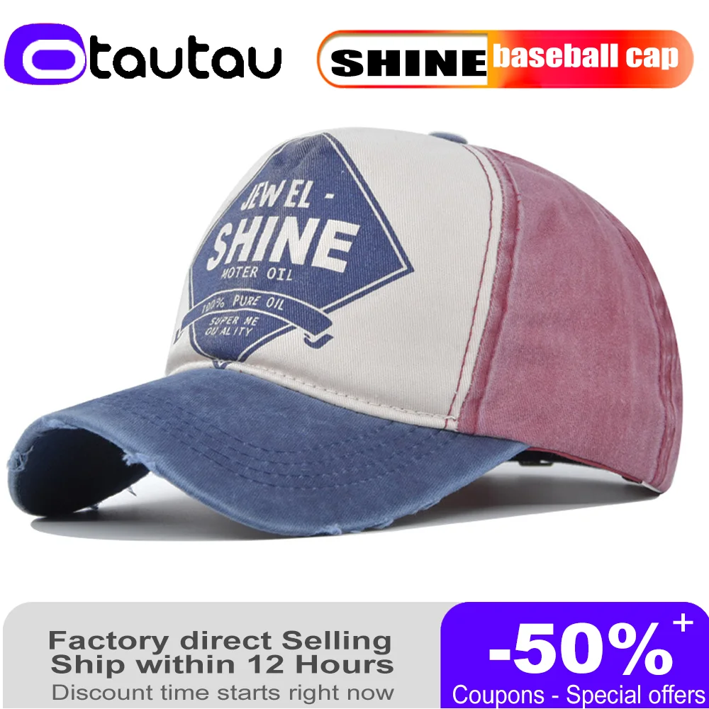 

2022 New Retro Peaked Hit Color Baseball Cap SHINE Printed Hat Washed Sailor Sun Hat for Men and Women