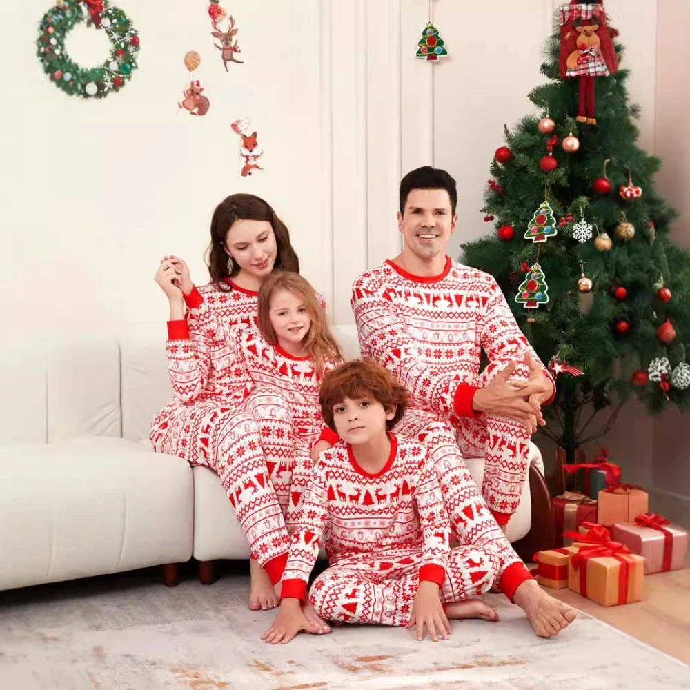 Xmas Family Clothes Bear Print Pajama Set Mother Daughter Father Son Dog Nightgown Pants Sleepwear Christmas Pajamas
