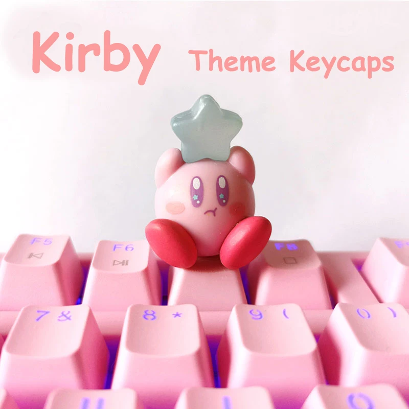 

Kawaii Kirby Anime Keycaps 1pcs Cute Cartoon Original Keyboard Key Caps PBT Three-dimensional Mechanical Keyboard Accessories
