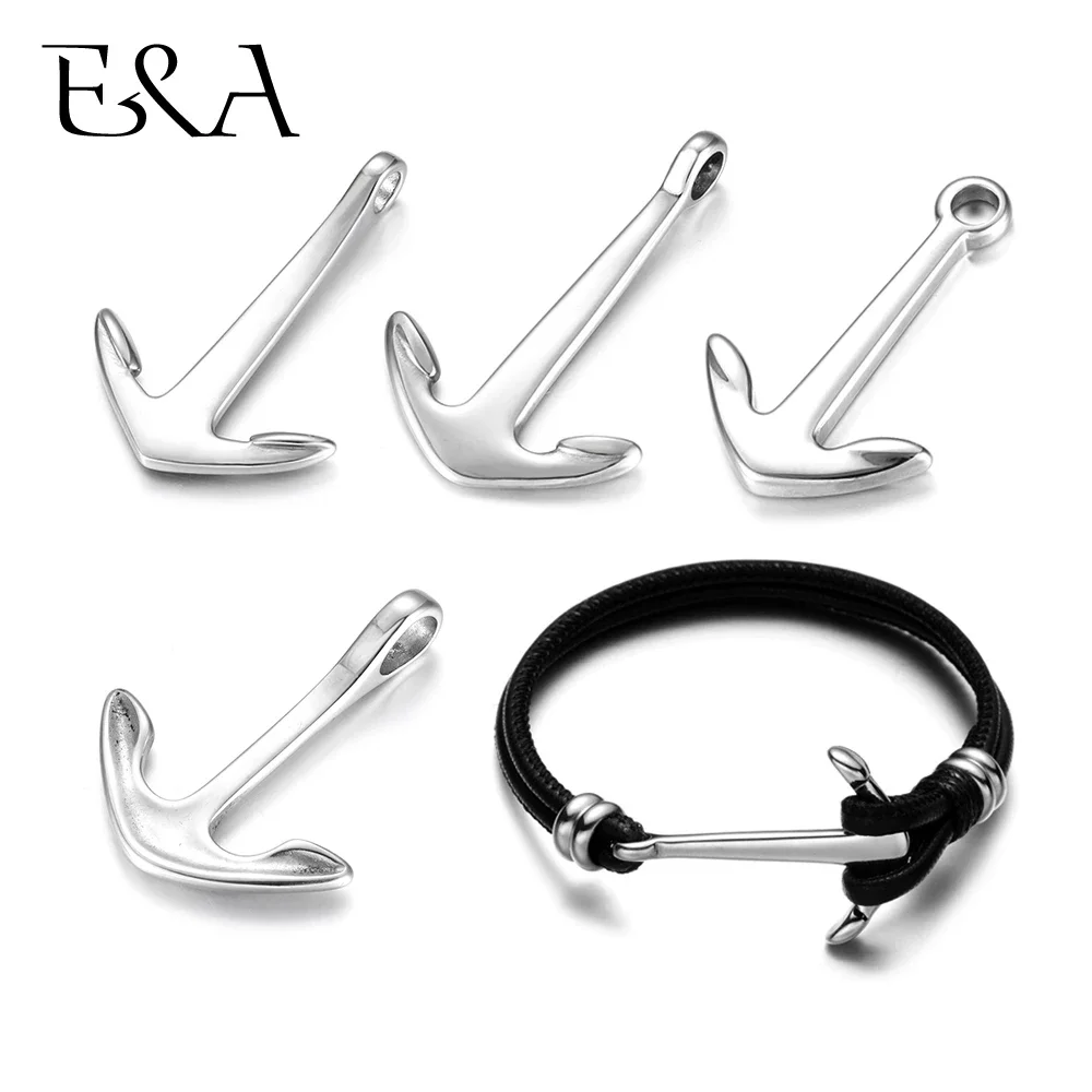 

2pcs Stainless Steel Anchor Hooks Clasps Accessories for Milan Rope Leather Bracelet Jewelry Making Necklace Pendant Findings