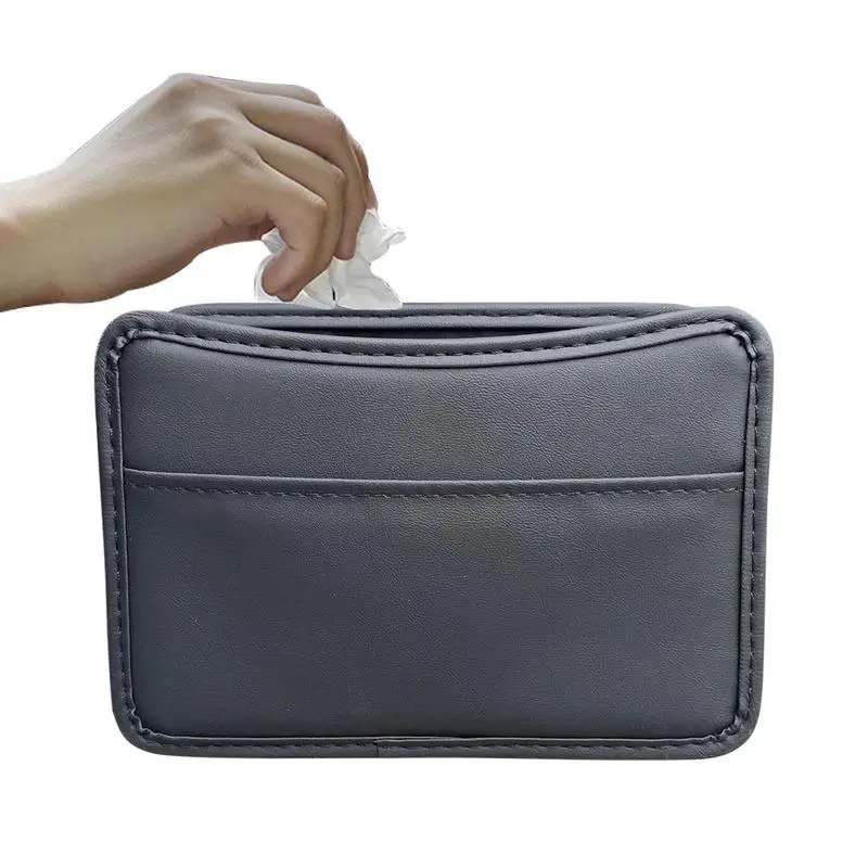 

Автомобильная мусорная корзина, многофункциональная подвесная мусорная корзина из искусственной кожи для транспортного средства, 2 в 1, контейнер для мусора, автоматическая Организация интерьера