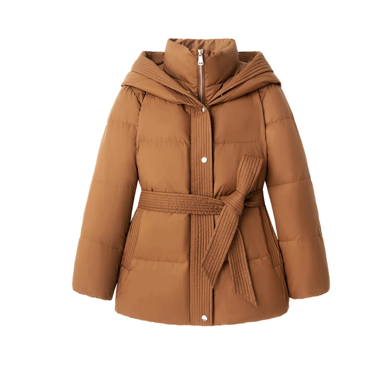 High-quality Puffer Jacket  Casacos Femininos Inverno 2022  85%  White Goose Down  Winter  Office Lady  Adjustable Waist