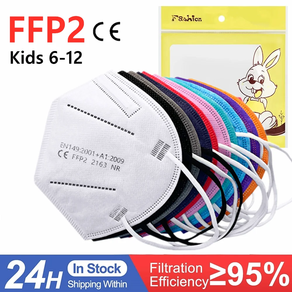 

10-100 шт., маска KN95, детские маски, Детские маски Ffp2, унисекс, для девочек и мальчиков, респиратор, защитная маска FFP2, KN95 Mascarillas niños