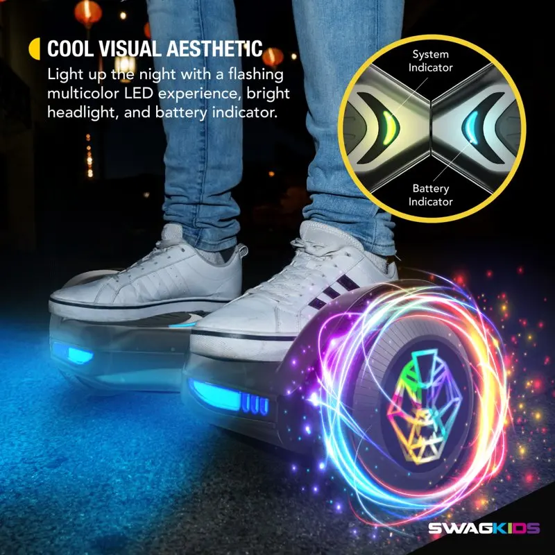 

SwagBOARD Freestyle Hoverboard Bluetooth Speaker Light-Up Wheels, 7 MPH Max Speed