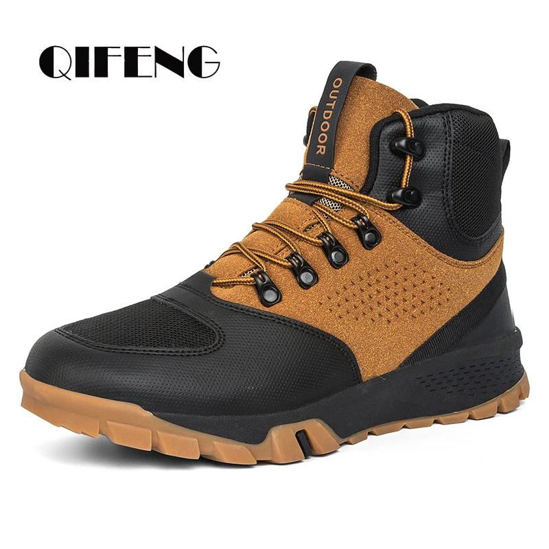 

Winter Men Black Outdoor Ankle Boots Hight Sneakers Fashion Casual Light Flat Mail Footwear Warm Fur Hiking Shoes Trendy Shoes