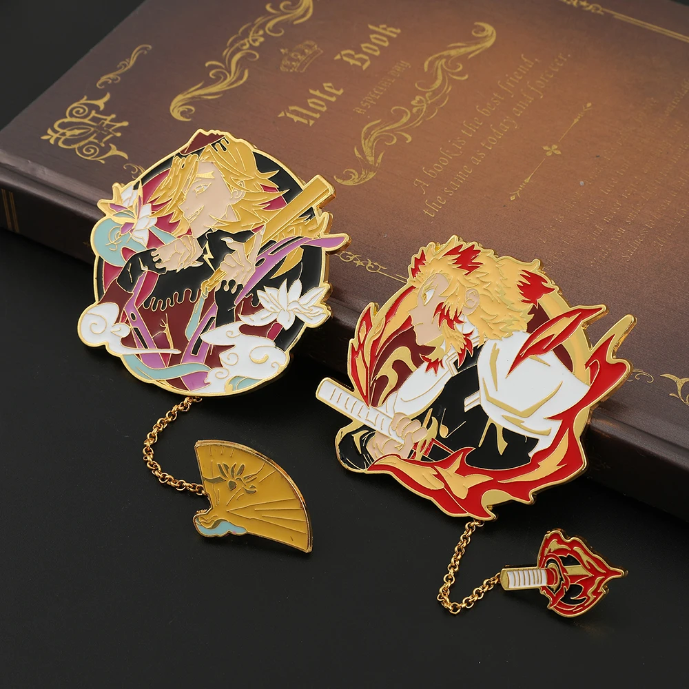 

Japan Anime Demon Slayer Metal Enamel Brooch Cartoon Rengoku Kyoujurou Lapel Pin for Men Jewelry Backpack Ornament Toy Gifts