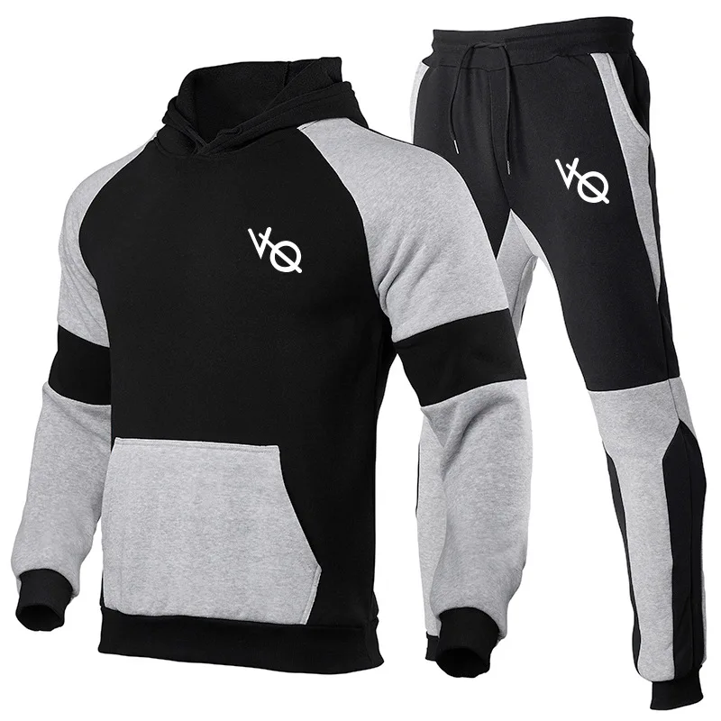 Men's Tracksuit Casual Jogging Suit Outdoor Set Zipper Hoodies + Black Sweatpant 2pcs 2023 Spring Fashion New Streetwear S-3XL