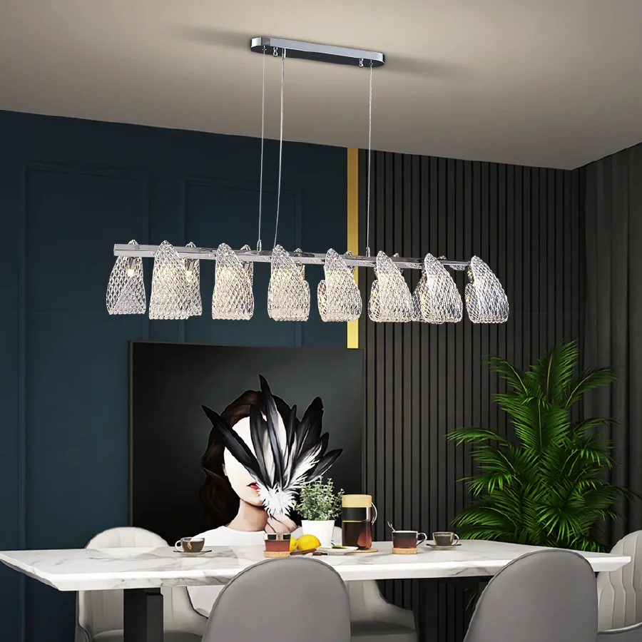

Nordic Pendant Light For Living Room Decoration Led Hanging Lamp Indoor Table Creative Fixtures Silver Crystal Lustre Chandelier