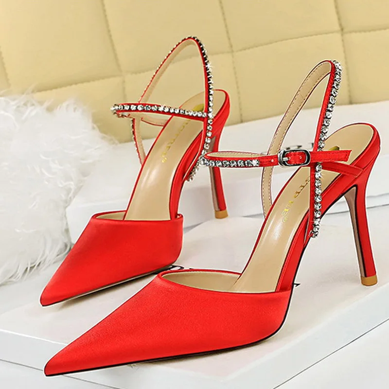 

Fashion Women Party Shoes Shiny Rhinestone Spring Stilettos Elegant High Heels Wedding Shoes Women Sandals Summer 2023 WSH4581