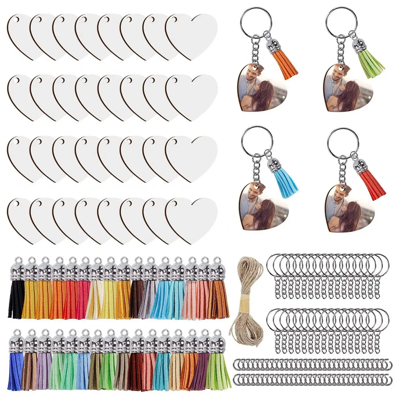 

Sublimation Keychain Blanket, 161Pcs Sublimation Keychain Set with Heat Transfer MDF Sublimation Blank, for DIY Keychain