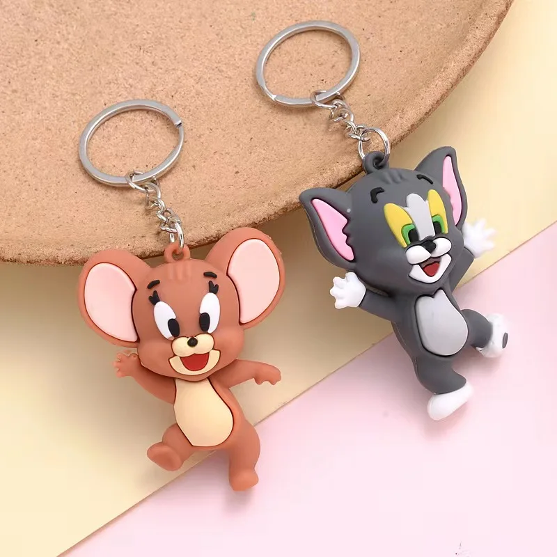 

10Pcs/Lot Cute Cat Mouse Keychain Cartoon Key Accessories Animal Resin Doll Bag Pendant Trendy Men Women Jewelry Gifts
