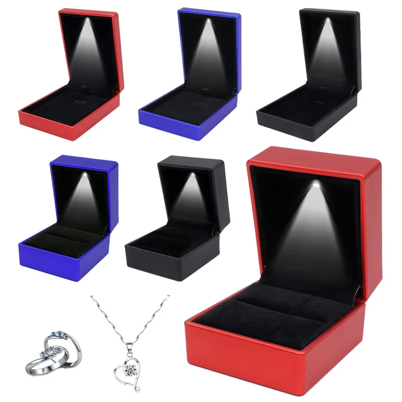 

LED Jewelry Box for Ring Necklace Engagement Ring Display Gift Case Packaging Showcase Boxes with Light Storage Cases Wholesale