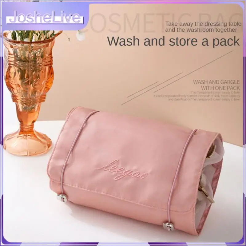 

Travel Makeup Bag Simple Storage Bag Women Mesh And Twill Fabric Makeup Organizer Storage Tools Removable Cosmetic Bag Outgoing