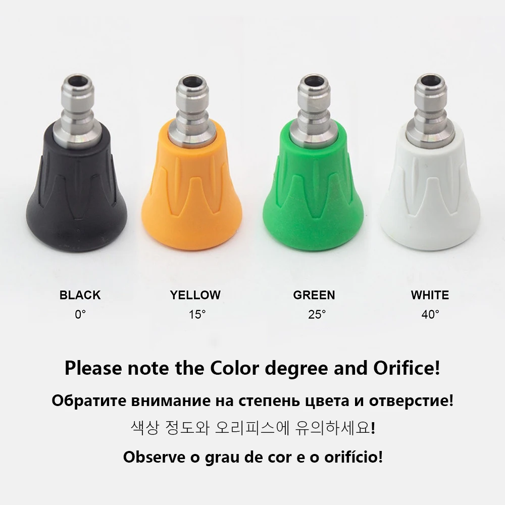 

Насадка для водяного пистолета высокого давления JUNGLEFLASH, насадка для мойки автомобиля, сада, очистки, нержавеющая сталь 1/4, быстрое соединение, отверстие 020-100