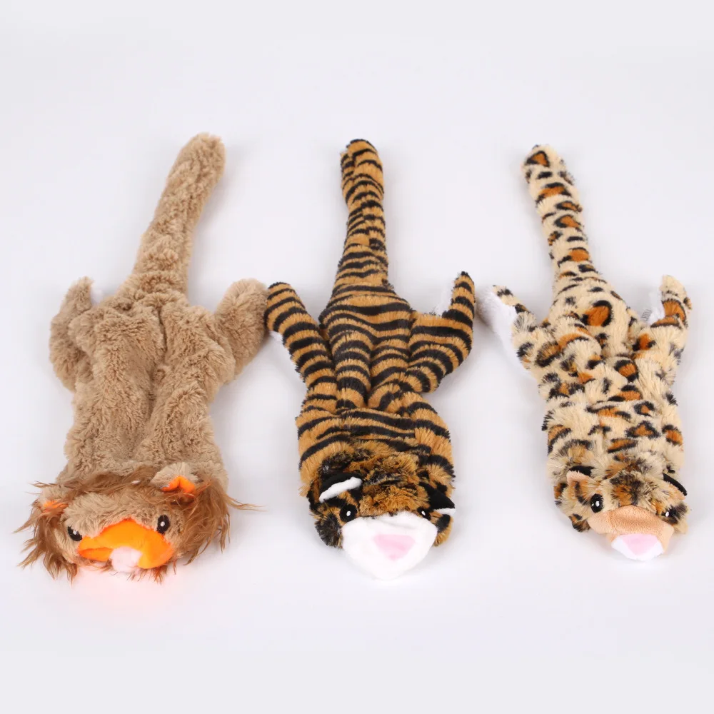 

2022 New Cute Plush Toys Squeak Pet Tiger Lion Animal Plush Toy Dog Chew Squeaky Whistling Involved Squirrel Dog Toys