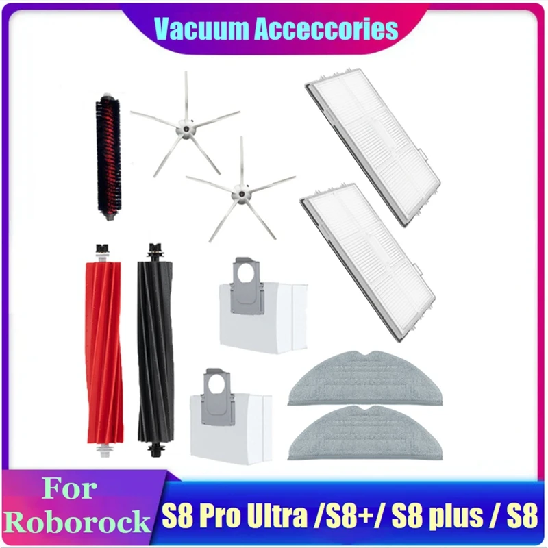 

Roller Brush HEPA Filter Mop Cloth Bag Vacuum Cleaner Spare Parts Washable For Roborock S8 Pro Ultra / S8+/ S8 PLUS / S8