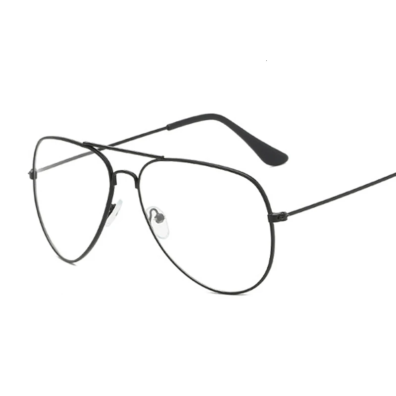 

Classic Pilot Glasses Frame Clear Optical Eyeglasses Transparent Lens Metal Big Eyewear Unisex Fashion Brand Design Spectacle