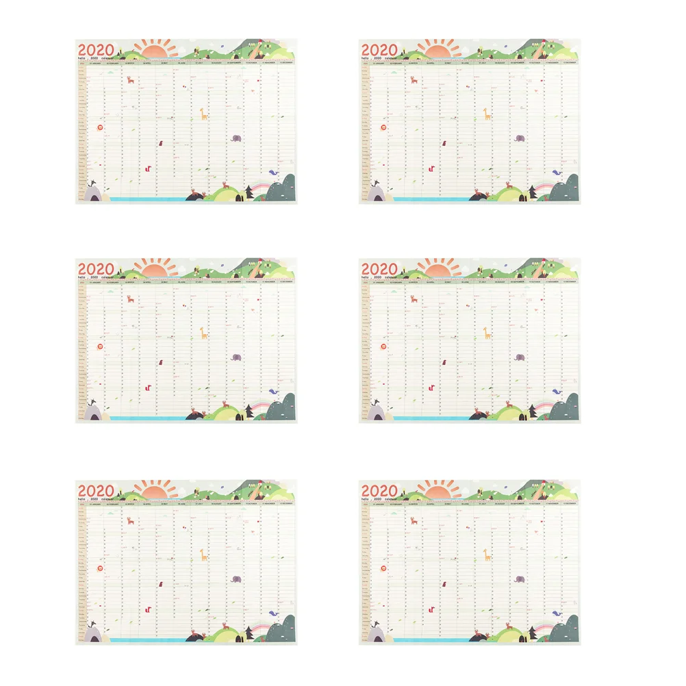 

6Pcs Calendar Paper 365 Days Nordic Style Premium Daily Schedule 2020 Calendar Wall Memo for Study Planning Learning
