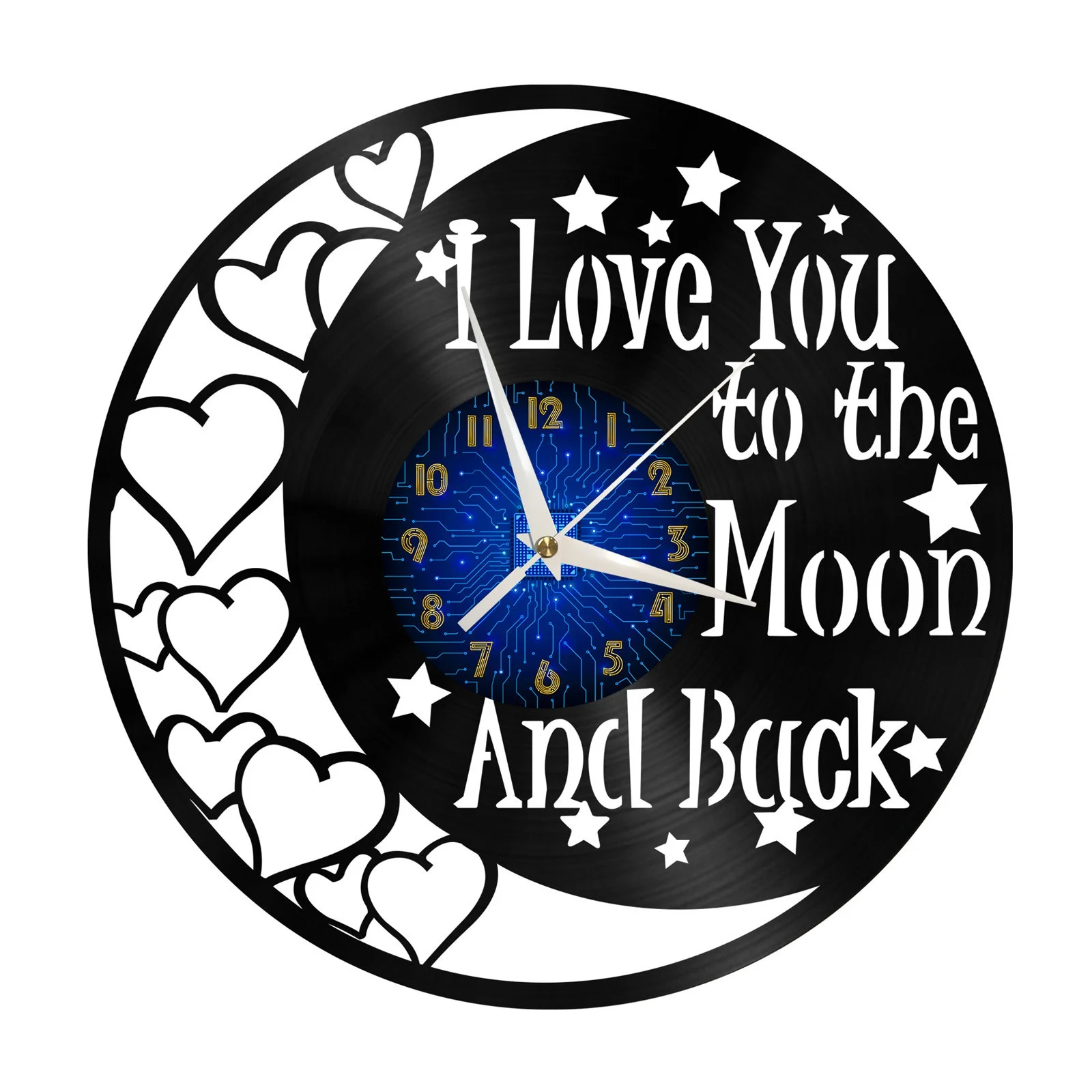 

I Love You To The Moon and Back Vinyl Record Wall Clock for Kitchen Wall Decor Wall Art