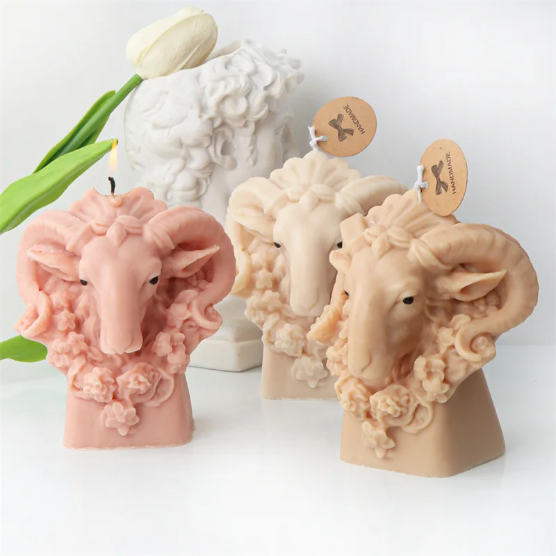 

Ram's Head Candle Silicone Mold for Handmade Chocolate Decoration Gypsum Aromatherapy Soap Resin Candle Silicone Mould