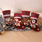 Большой Рождественский чулок, рождественские подарочные пакеты для камина, Новый Год носки декоративные, мешок для конфет, Рождественский Декор для дома, детский подарочный пакет